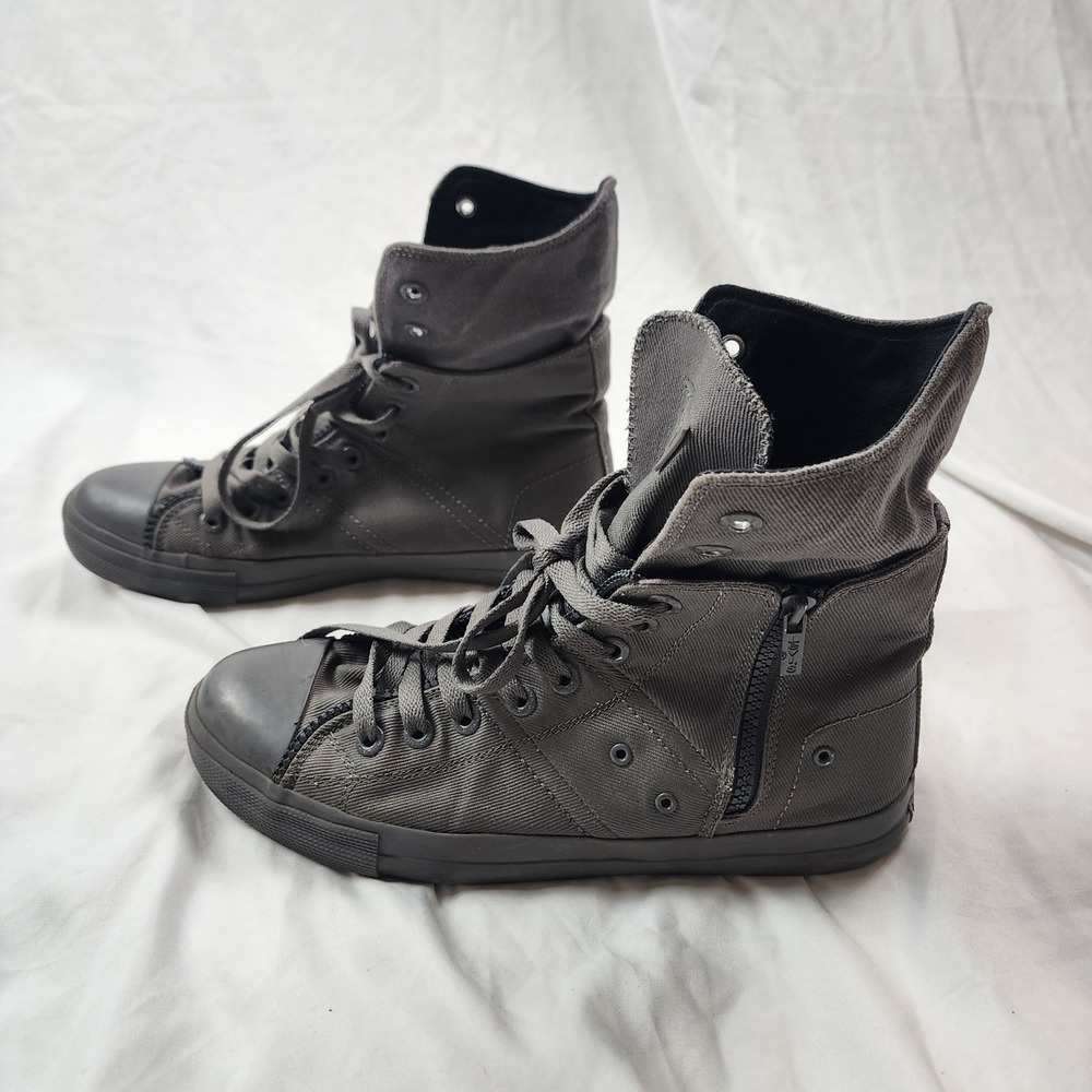 Levis Mens 51475181K High Top Sneakers Gray Monochrome Side Zip Shoes Size 11